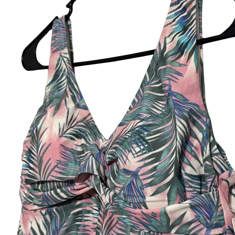 RAISINS CURVE Lucia Swim Dress 14W Floral Tummy Control Skater NWT